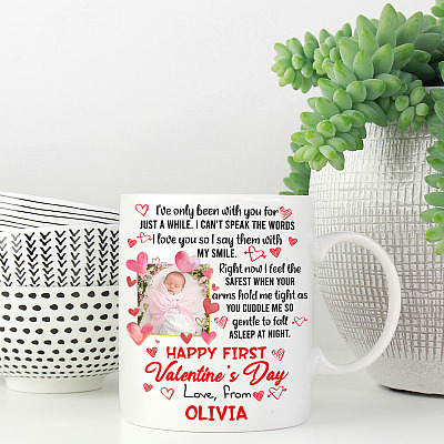 Alternative view of Personalized Custom Photo Mommy I’ve Only Been With You Happy First Valentine's Day Ceramic Coffee Mug