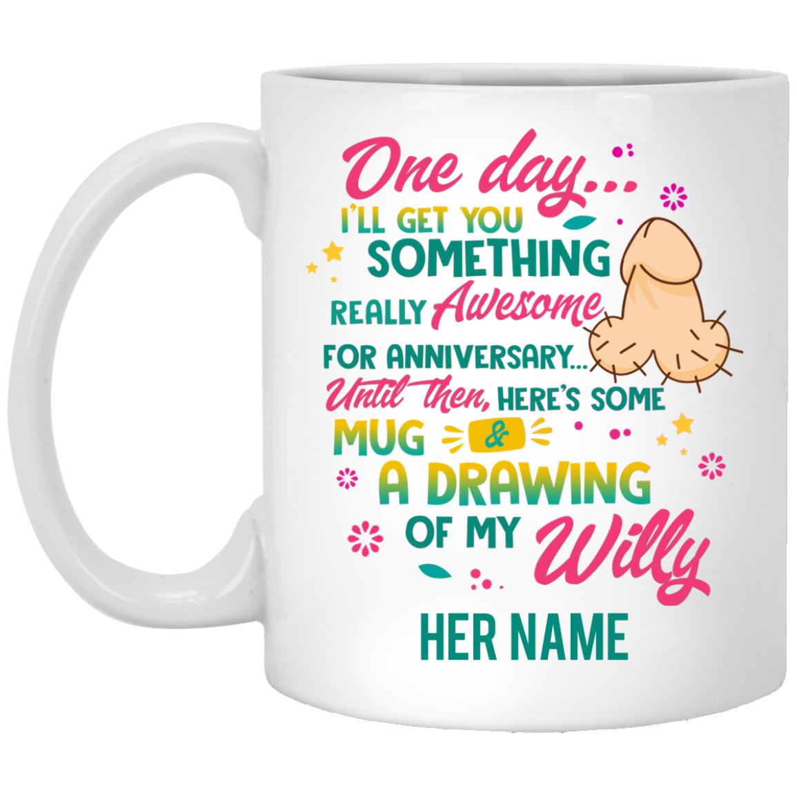 Personalized One Day, White, 11 oz. White Mug