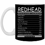 Redhead Nutrition Facts Ceramic Coffee Mug, Black, 11 oz. White Mug