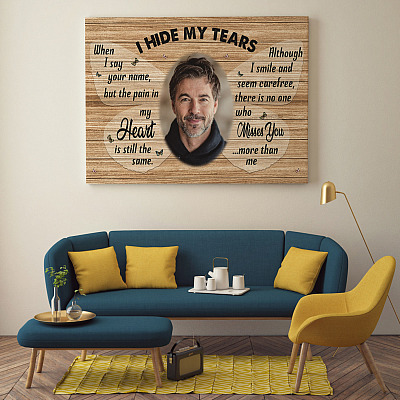 Alternative view of Personalized Photo I Hide My Tears When I Say Your Name Bereavement Gifts Framed Canvas - Unframed Poster