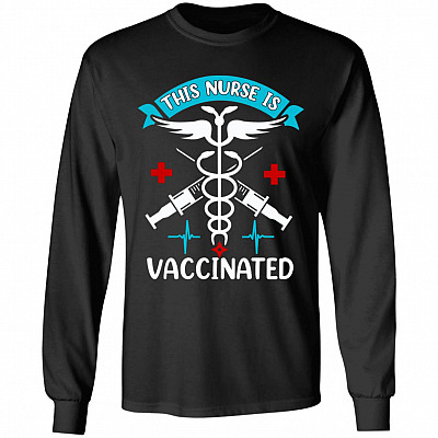 This Nurse Is Vaccinated Hoodie, Black, Long Sleeve