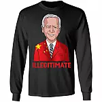 Illegitimate Joe Biden Presidential Campaign Chinese Flag Hoodie - Sweatshirt - Long Sleeve Shirt, Black, Long Sleeve
