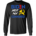No Joe Biden Not My President Communist Symbol Pro Trump Hoodie - Sweatshirt - Long Sleeve Shirt, Black, Long Sleeve
