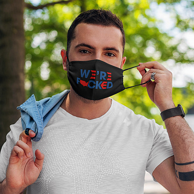 Alternative view of Biden Harris We're Fucked Anti Biden Harris Trump Election Fraud Washable Reusable Cloth Face Mask Cover