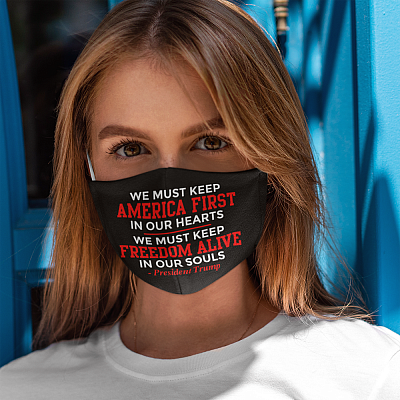 Alternative view of United States First Freedom to Be Alive President Donald Trump Washable Reusable Face Mask