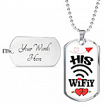 His Wifiy Her Huby Valentine's Day Geek Couple Matching Dog Tag Pendant Necklace Gifts for Her - Dog Tag (Silver)