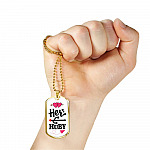 Her Huby His Wifiy Valentine's Day Geek Couple Matching Dog Tag Pendant Necklace Gifts for Him - Dog Tag (Gold Plated)