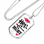 Her Huby His Wifiy Valentine's Day Geek Couple Matching Dog Tag Pendant Necklace Gifts for Him - Dog Tag (Silver)