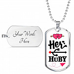 Her Huby His Wifiy Valentine's Day Geek Couple Matching Dog Tag Pendant Necklace Gifts for Him - Dog Tag (Silver)