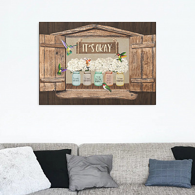 Alternative view of Hummingbird It's Okay To Be Yourself Framed Canvas - Unframed Poster - Inspiration New Day Hummingbird Wall Art