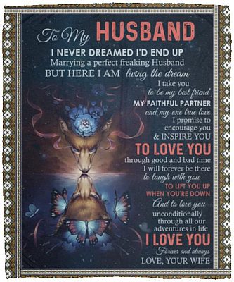 My Husband Blanket, White, Cozy Plush Fleece Blanket - 50x60