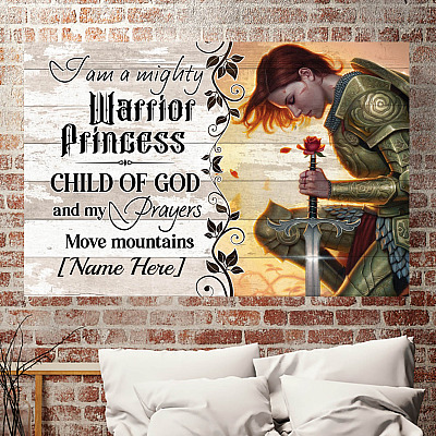 Alternative view of Personalized I Am A Mighty Warrior Princess Child Of God And My Prayers Move Mountains Canvas - Unframed Poster