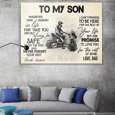 Alternative view of Snowmobile To My Son Wherever Your Journey In Life May Take You Snocross Framed Canvas Prints - Unframed Poster