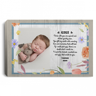 Custom Photo Gigi Special Person Gallery Wrapped Framed Canvas Prints - Unframed Poster - Home Decor Wall Art, White, 0.75'' Framed Canvas