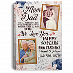 Custom Photo Golden Wedding Anniversary Wrapped Framed Canvas Prints - Unframed Poster - Home Decor Wall Art, White, 0.75'' Framed Canvas