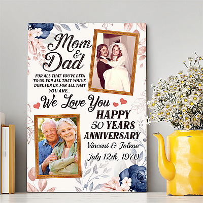 Alternative view of Custom Photo Golden Wedding Anniversary Wrapped Framed Canvas Prints - Unframed Poster - Home Decor Wall Art