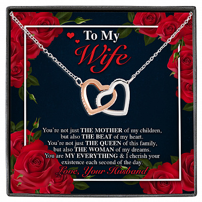 Alternative view of To My Wife You Are My Everything Romantic Anniversary Gift Interlocking Heart Pendant Necklace