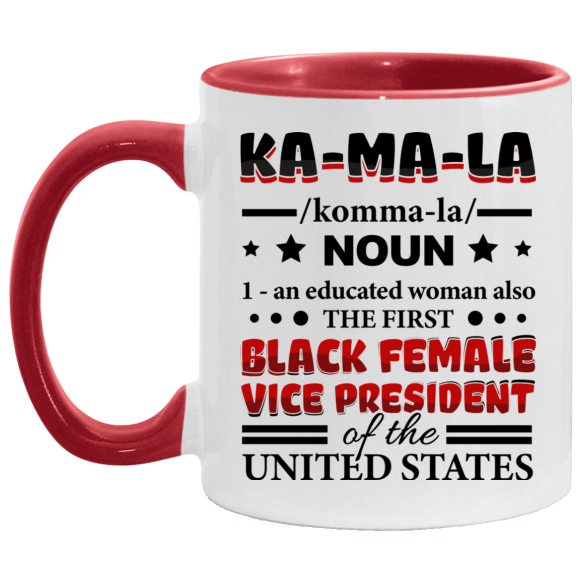 Kamala Harris 2020 Definition Madame Vice President of Us Accent Mug, White/Red, 11 oz. Accent Mug