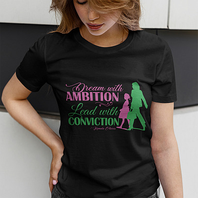 Alternative view of Kamala Harris Dream with Ambition and Lead with Conviction Aka Sorority 1908 T-Shirt - V Neck