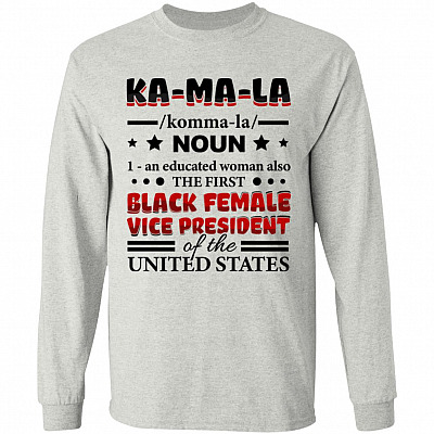 Kamala Harris 2020 Definition Madame Vice President of Us Hoodie - Sweatshirt, Ash, Long Sleeve