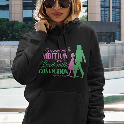 Alternative view of Kamala Harris Dream with Ambition and Lead with Conviction Aka Sorority 1908 Hoodie - Sweatshirt