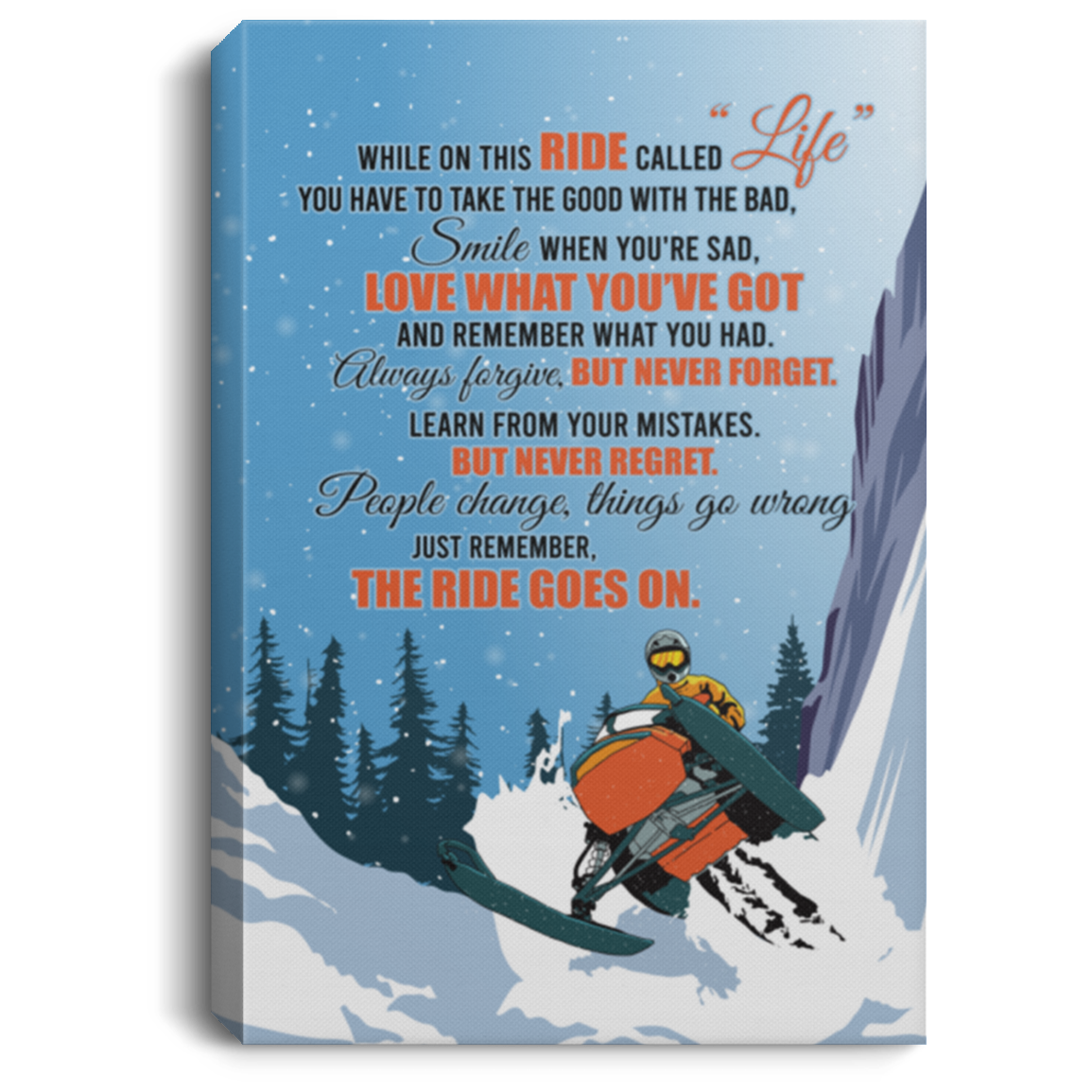 Snowmobile While On This Ride Called Life You Have To Take The Good Snocross Canvas Prints - Unframed Poster, White, 0.75'' Framed Canvas