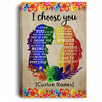 Personalized LGBT Lesbian Couple I Choose You To Do Life With Hand I Hand Side By Side Framed Canvas - Unframed Poster, White, 0.75'' Framed Canvas