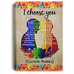 Personalized LGBT Gay Couple I Choose You To Do Life With Hand I Hand Side By Side Framed Canvas Prints - Unframed Poster, White, 0.75'' Framed Canvas