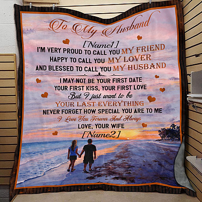 Alternative view of Personalized To My Husband I'm Very Proud To Call You My Friend Fleece Blanket - Mink Sherpa Blanket