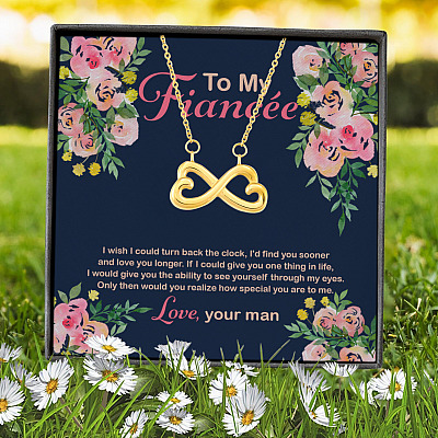 To My Fiancee I Wish I Could Turn Back The Clock Infinity Heart Pendant Necklace - Future Wife Gifts