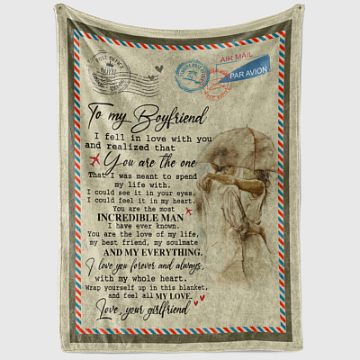 Alternative view of To My Boyfriend I Fell In Love With You And Realized That You Are The One Letter Fleece Blanket - Sherpa Blanket