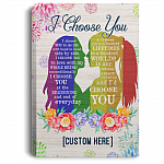 Personalized I Choose You To Do Life With Hand In Hand LGBT Lesbian Pride Framed Canvas Prints - Unframed Poster, White, 0.75'' Framed Canvas