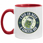 I Run On Weed Accent Mug, White/Red, 11 oz. Accent Mug
