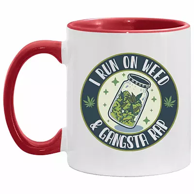 I Run On Weed Accent Mug, White/Red, 11 oz. Accent Mug