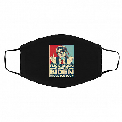 Trump Middle Finger, Black, Cloth Face Cover – Medium/Large