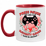 Press Pause Accent Mug, White/Red, 11 oz. Accent Mug