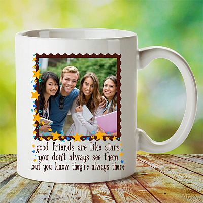 Alternative view of Custom Photo Good Friends Are Like Stars Coffee Mug - Beer Stein - Water Bottle - Color Changing Mug