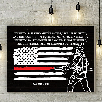 Alternative view of Customized Through The Water I Will Be With You Framed Canvas Prints - Unframed Poster - Home Decor Wall Art