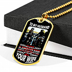 To My Husband Biker Our Journey Isn't Always A Smooth Ride Quote Dog Tag Necklace - Motorbike Couple Necklace - Dog Tag (Gold Plated)
