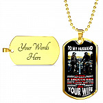 To My Husband Biker Our Journey Isn't Always A Smooth Ride Quote Dog Tag Necklace - Motorbike Couple Necklace - Dog Tag (Gold Plated)
