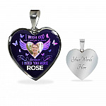 Custom Photo God Wants You I Need You Here with Me in Loving Memory Sayings Heart Pendant Necklace - Heart Luxury Necklace (Silver)