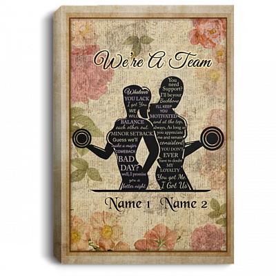 Personalized We Are a Team Weightlifting Couple Valentine Gift for Him Framed Canvas Prints - Unframed Poster, White, 0.75'' Framed Canvas