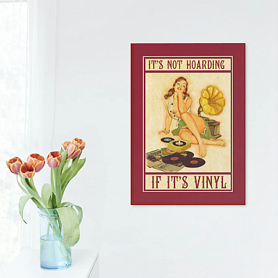 Alternative view of Vintage Girl It's Not Hoarding If It's Vinyl Framed Canvas Prints - Vinyl Lover Vinyl Record Discs Unframed Poster