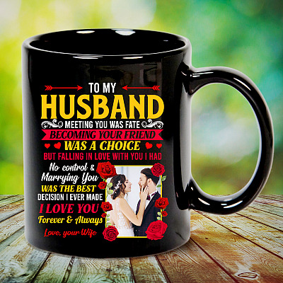 Alternative view of Personalized Photo To My Husband Meeting You Was Fate From Wife Ceramic Coffee Mug - Beer Stein - Water Bottle