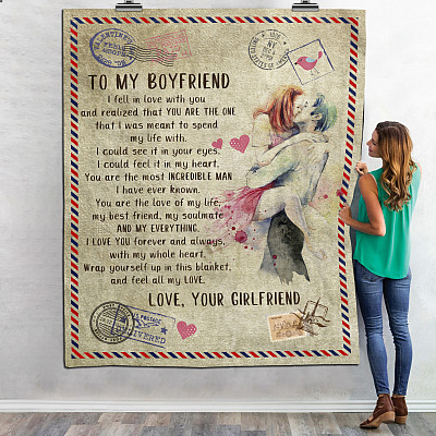 Alternative view of Letter To My Boyfriend I Fell In love With You I Realized That You Are The One Airmail Fleece Blanket - Mink Sherpa Blanket