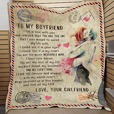 Letter To My Boyfriend I Fell In love With You I Realized That You Are The One Airmail Fleece Blanket - Mink Sherpa Blanket