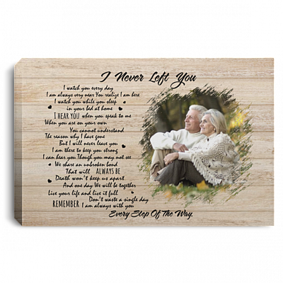Personalized Photo Couple Memorial Framed Canvas - I Never Left You I Watch You Every Day Unframed Poster, White, 0.75'' Framed Canvas