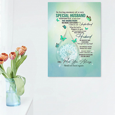 Alternative view of In Loving Memory of A Very Special Husband Framed Canvas - Unframed Poster - Memory Of A Husband Wall Art