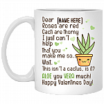 Personalized Valentine Day Couple Ceramic Coffee Mug - Aloe You Vera Much Mug - Funny Couple Mug, White, 11 oz. White Mug