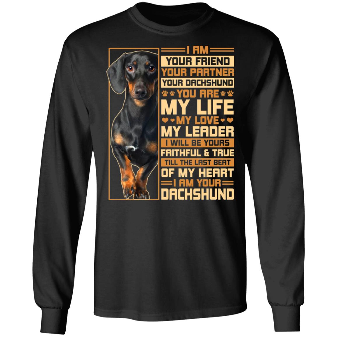 Friend Your Partner Your Dachshund, Black, Long Sleeve Friend Your Partner Your Dachshund, Black, Long Sleeve